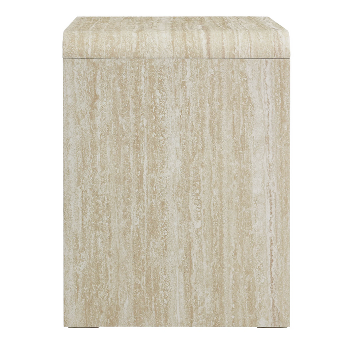 Curie 1 - Drawer Travertine Nightstand