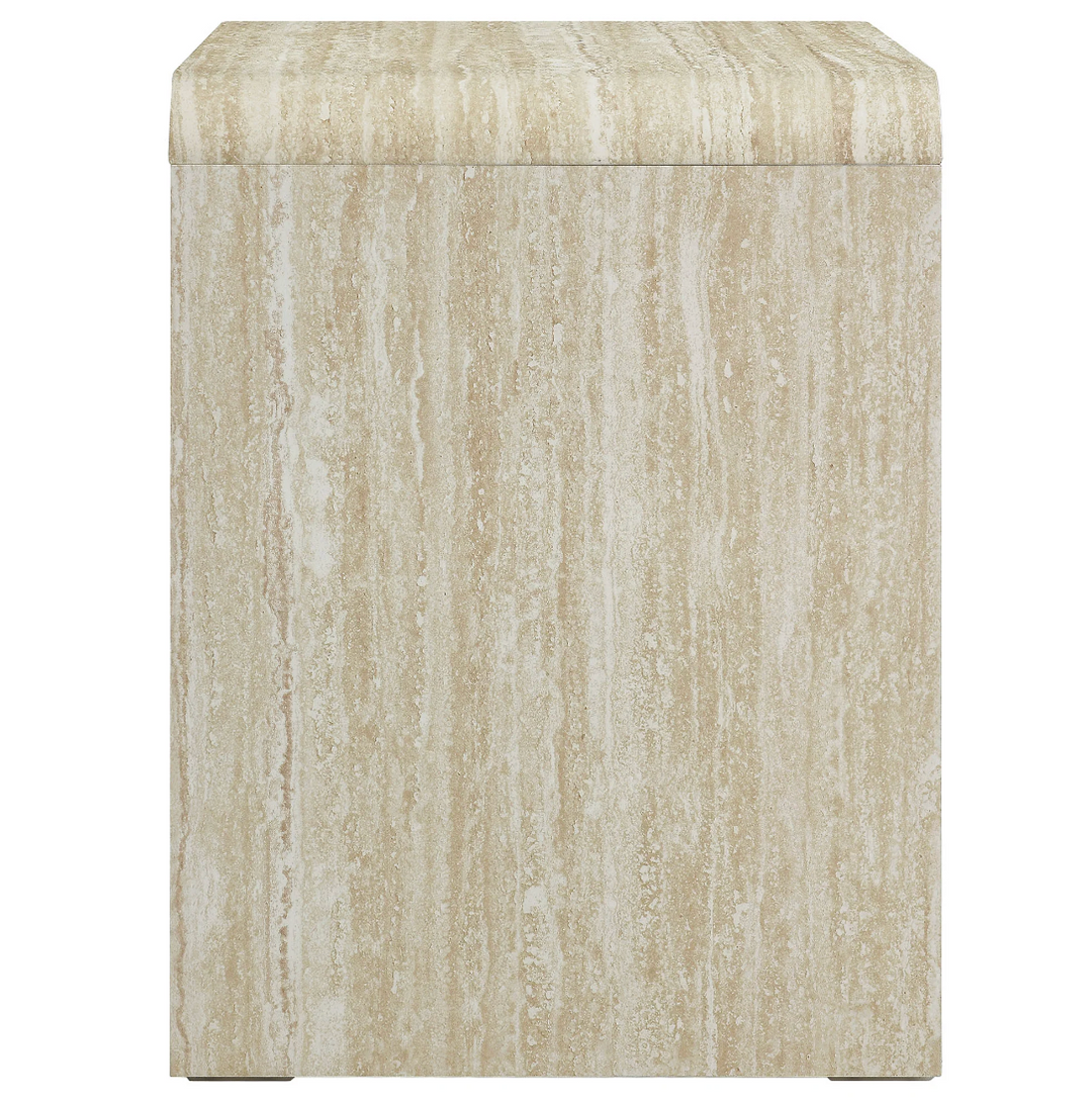 Curie 2 - Drawer Travertine Nightstand