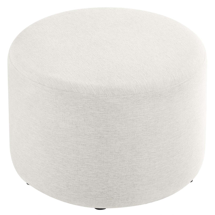 Jake 23" Round Upholstered Ottoman - Ivory