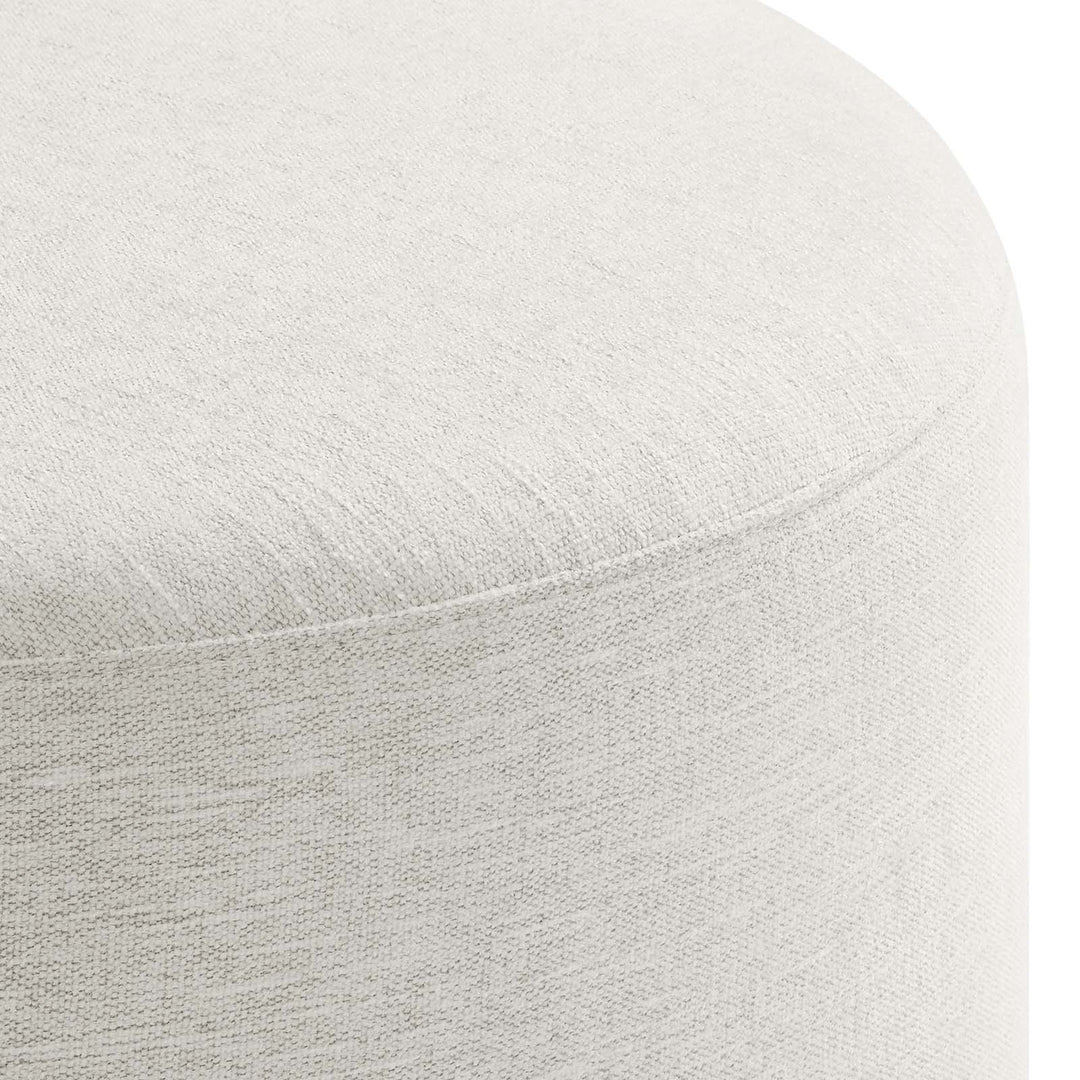 Jake 23" Round Upholstered Ottoman - Ivory