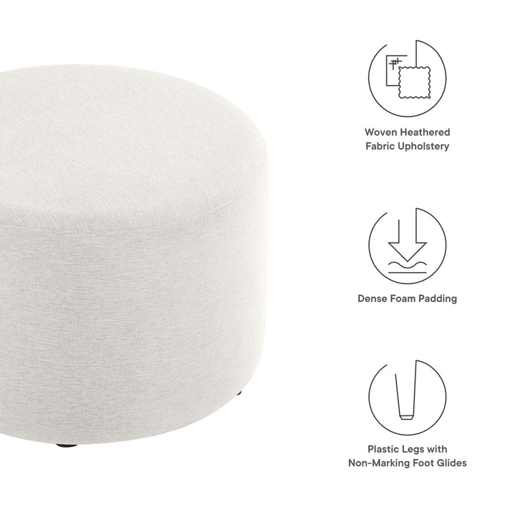 Jake 23" Round Upholstered Ottoman - Ivory