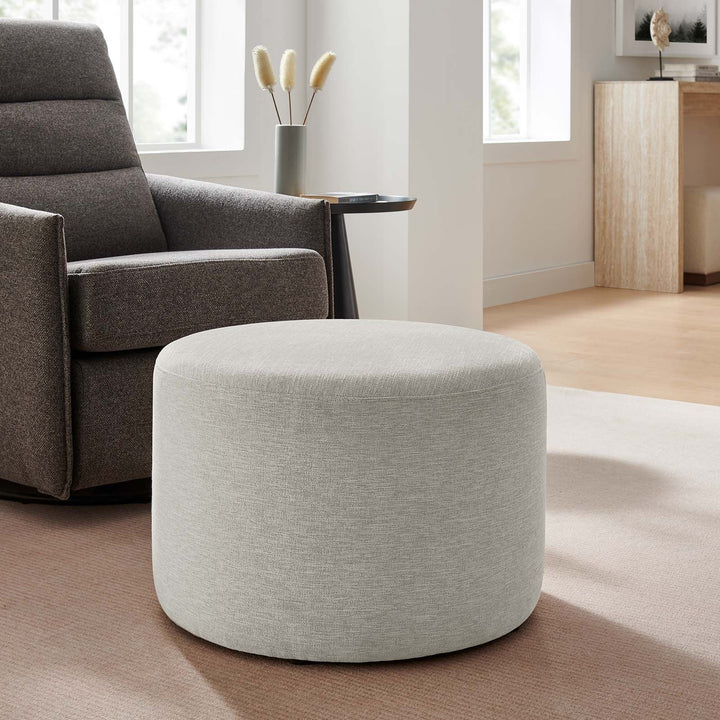 Jake 23" Round Upholstered Ottoman - Ivory