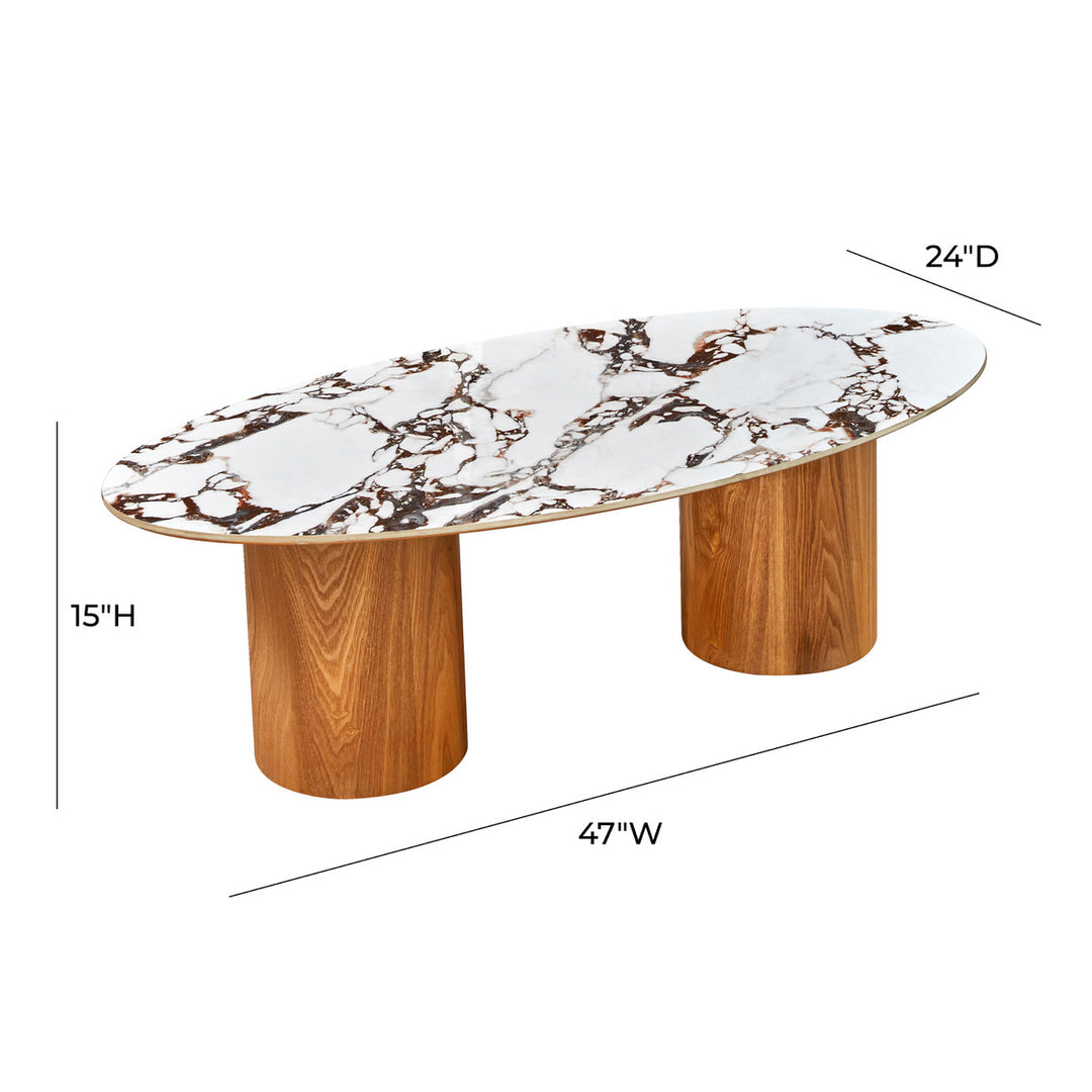 Tammie Marble Ceramic Oval Coffee Table