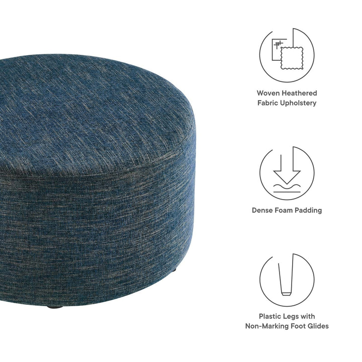 Jake 29" Round Upholstered Ottoman - Blue