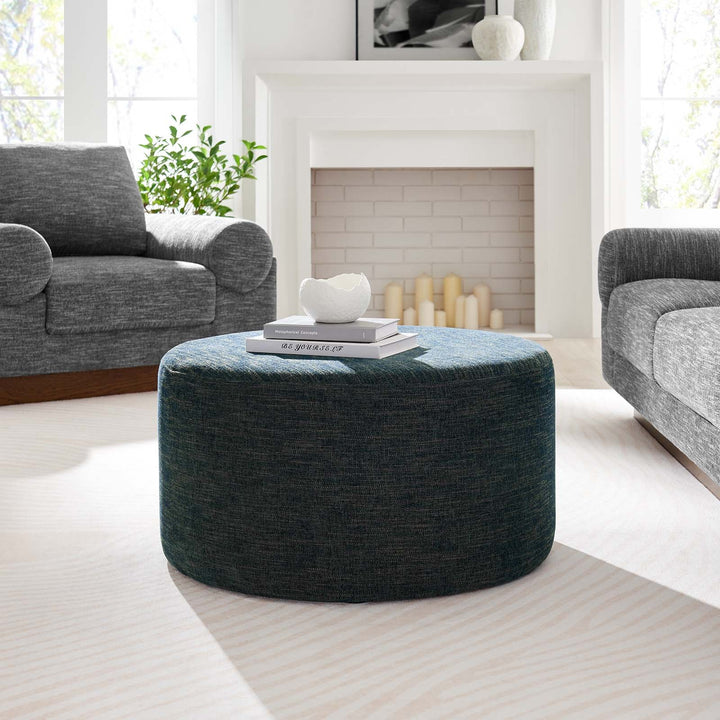 Jake 29" Round Upholstered Ottoman - Blue