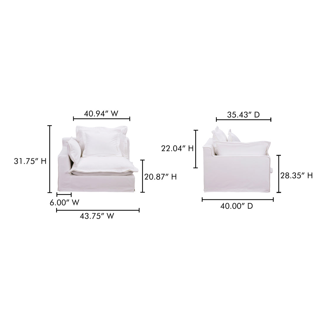 Charming Sloped Arm Living Chair with Performance Fabric