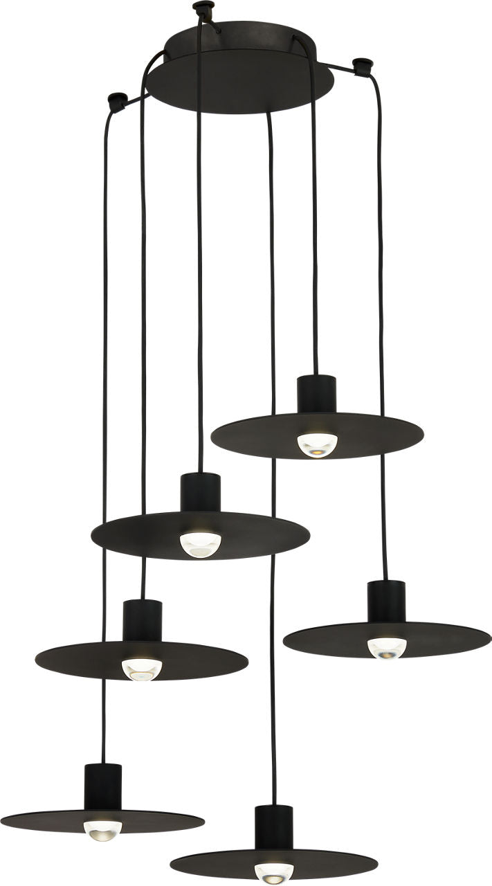Eaves 6 Light Chandelier 6 Light Nightshade Black Integrated LED 90 CRI 3000K 120-277V