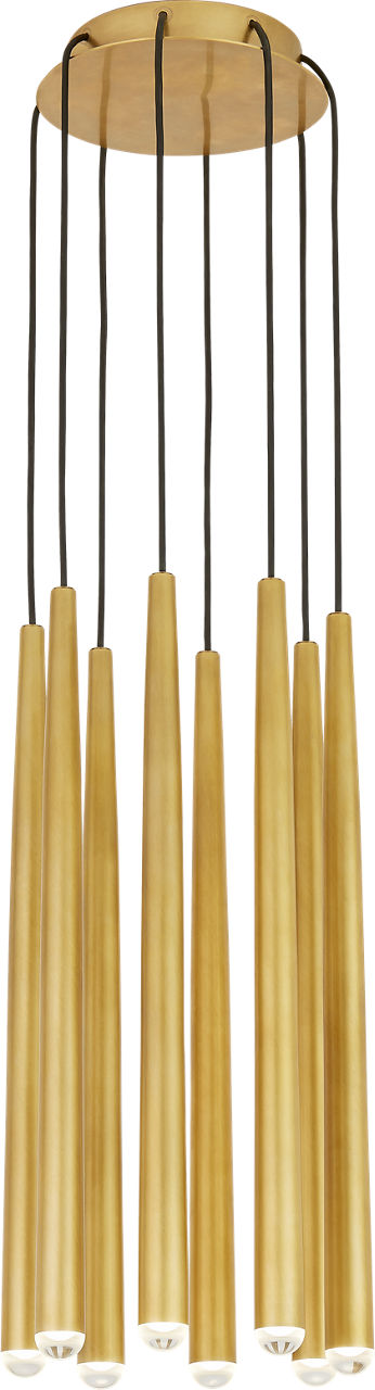 Pylon 8 Light Chandelier 8 Light Natural Brass 3000K 90 CRI integrated led 90 cri 3000k 120v-277v unv