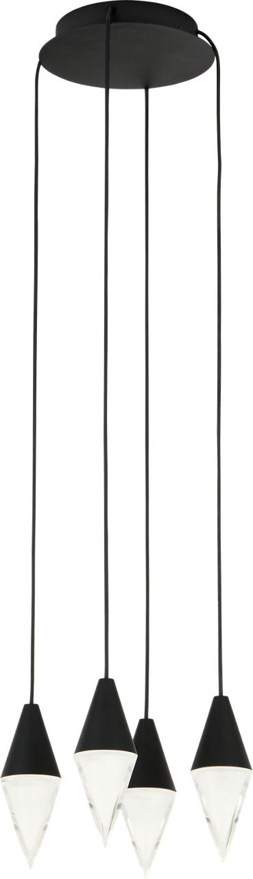 Turret 4 Light Chandelier 4 Light Nightshade Black 3000K 90 CRI integrated led 90 cri 3000k 120v-277v unv