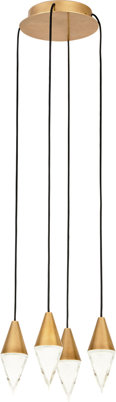 Turret 4 Light Chandelier 4 Light Natural Brass 3000K 90 CRI integrated led 90 cri 3000k 120v-277v unv