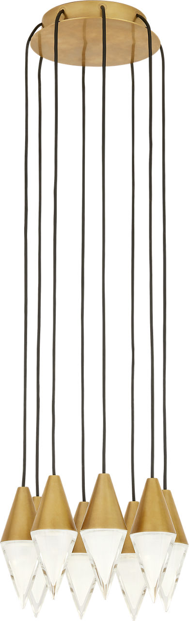 Turret 8 Light Chandelier 8 Light Natural Brass Integrated LED 90 CRI 3000K 120-277V