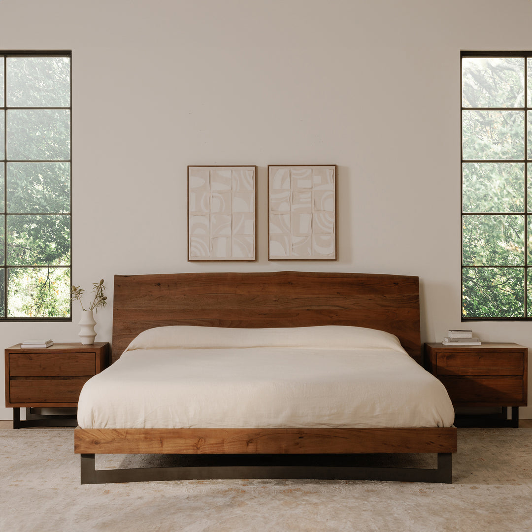 Crafted Acacia Wood Live Edge King Bed