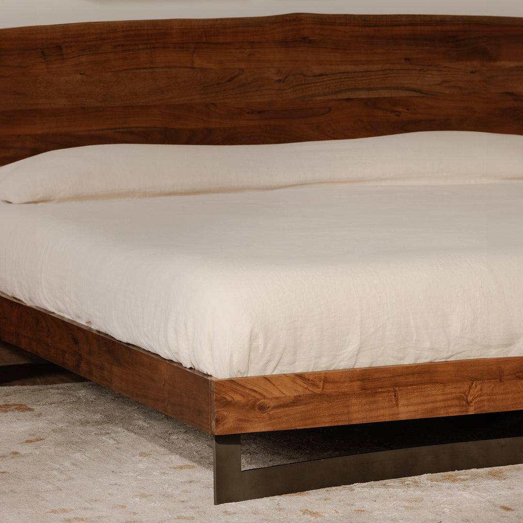 Crafted Acacia Wood Live Edge King Bed