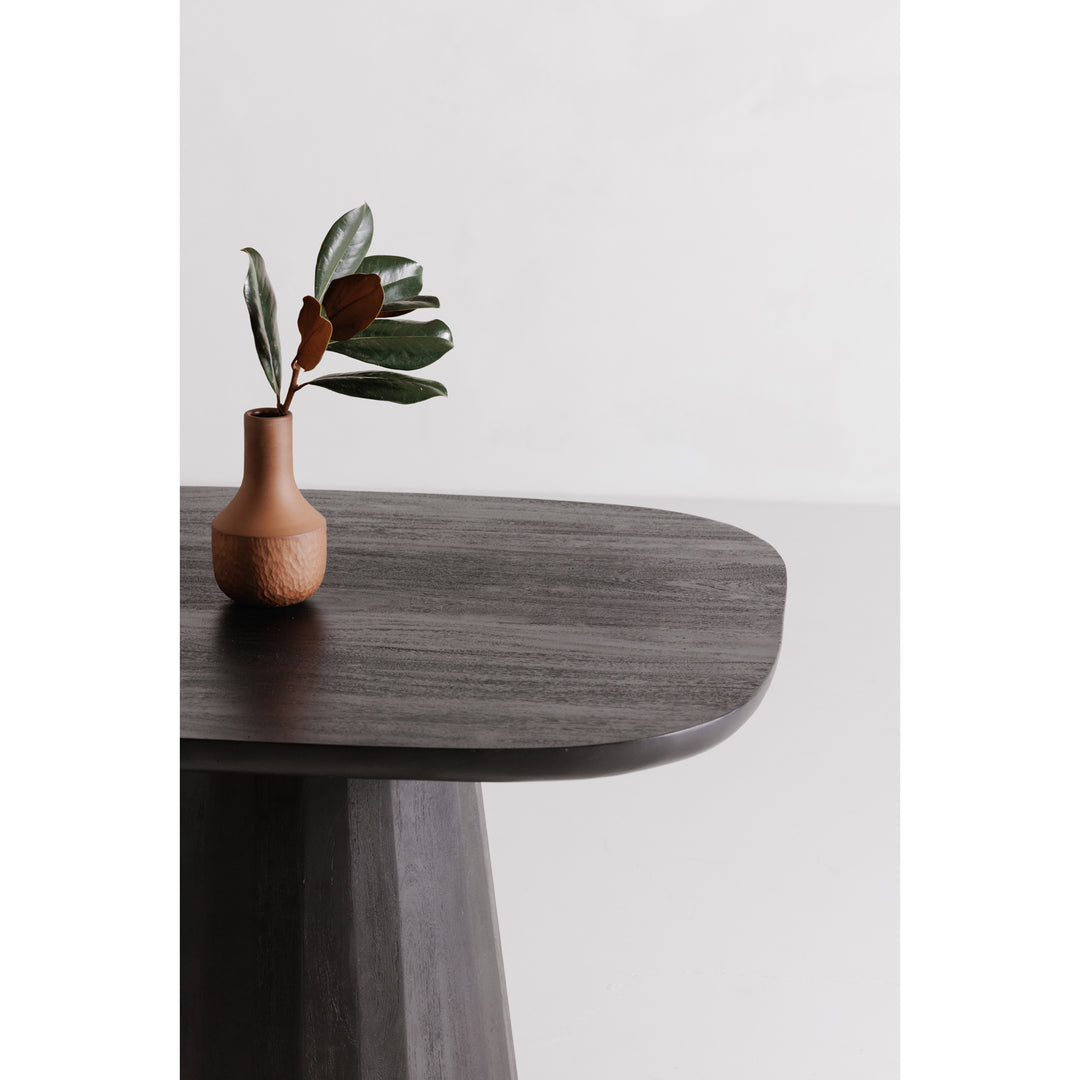 Nature's Statement Dining Table: Acacia Wood Drum Pedestal Design