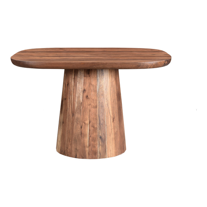 Nature's Statement Dining Table: Acacia Wood Drum Pedestal Design