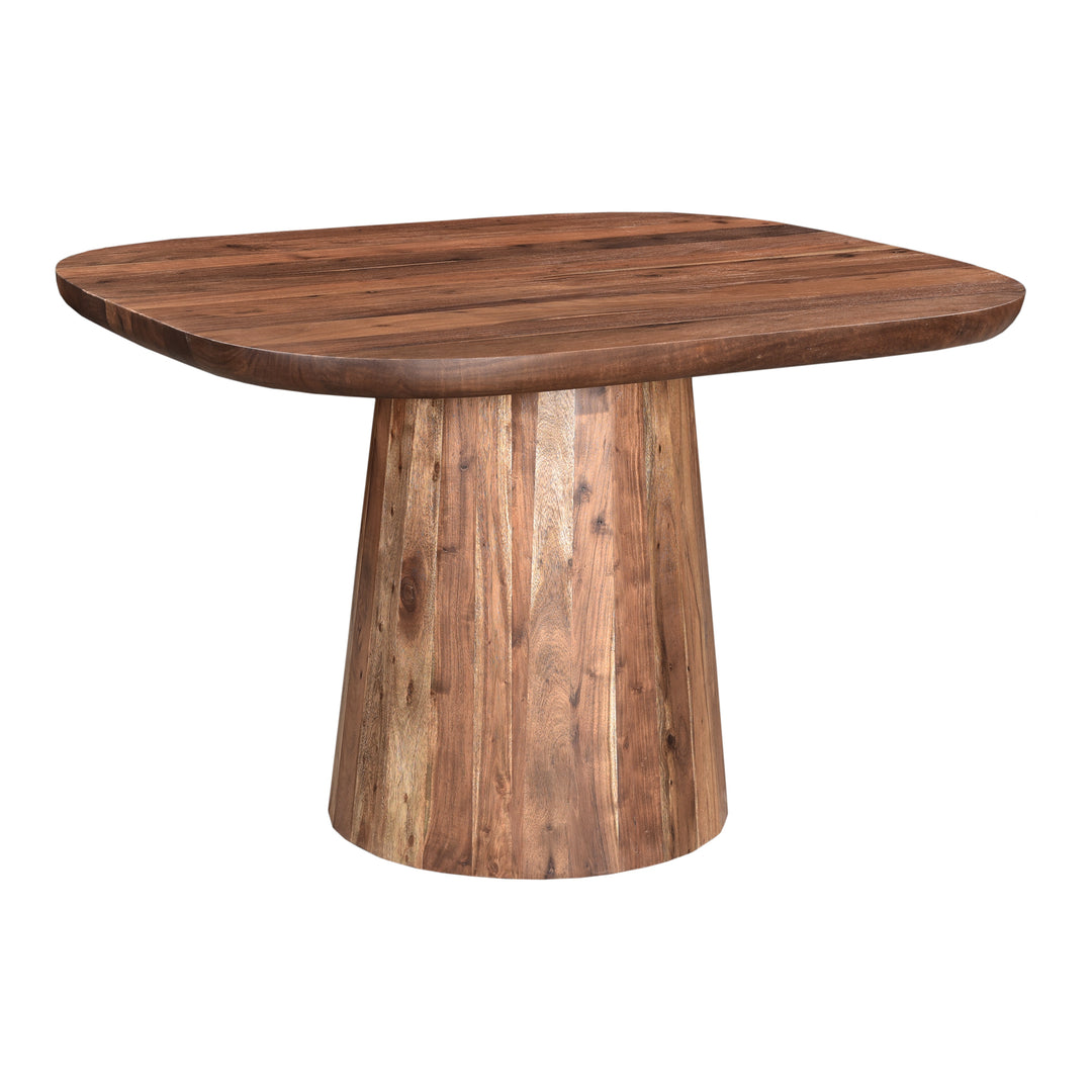 Nature's Statement Dining Table: Acacia Wood Drum Pedestal Design