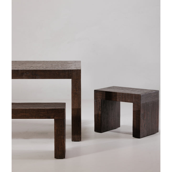 Rustic Charm Block Stool: Oak Reclaimed