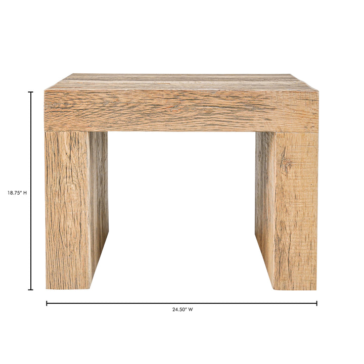 Rustic Charm Block Stool: Oak Reclaimed