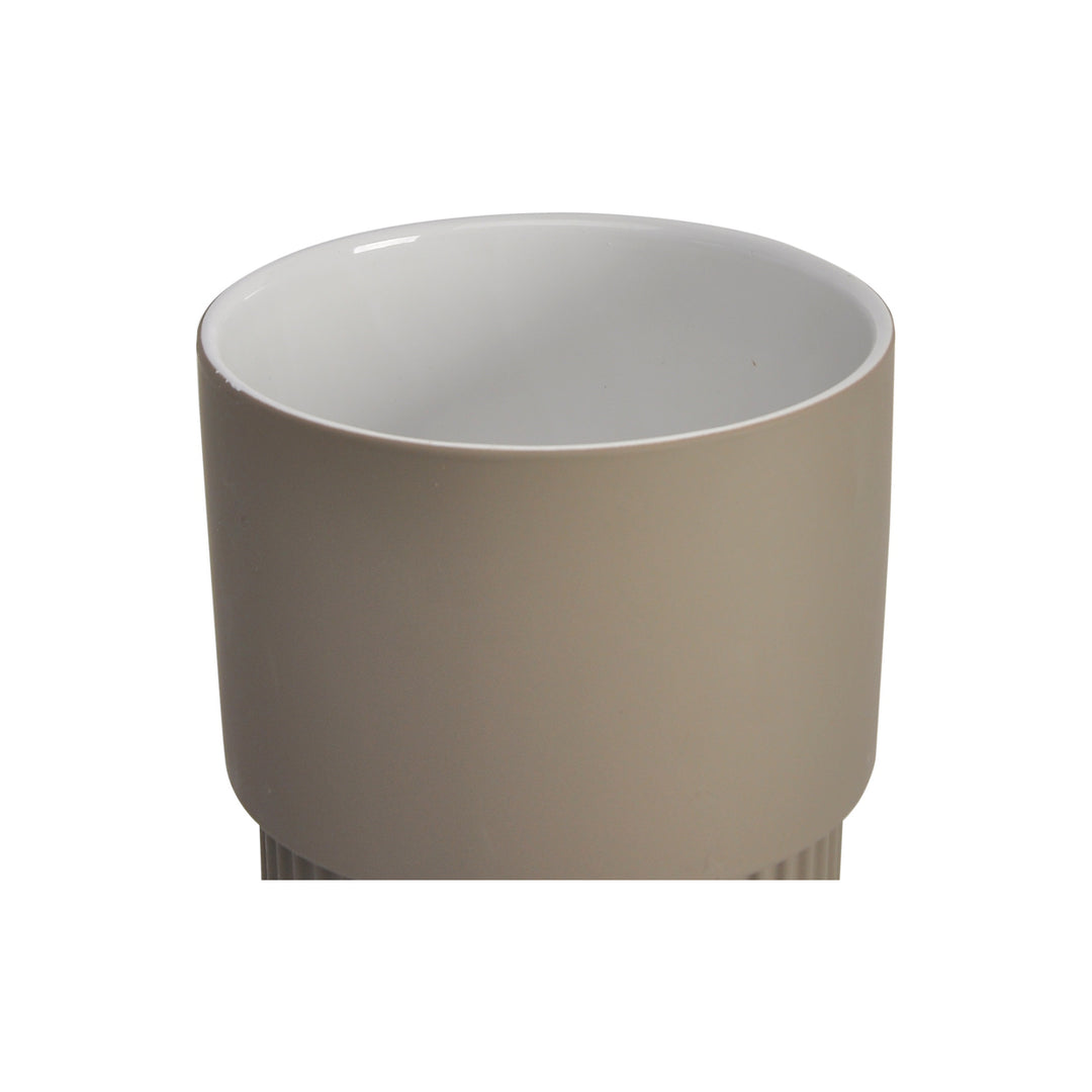 Earthy Ribbed Stoneware Planter