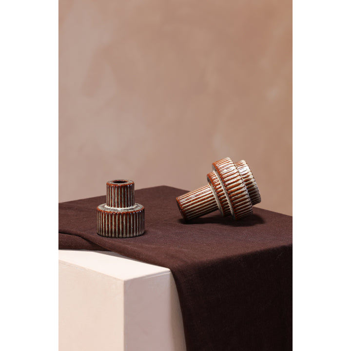 Timeless Rustic Vessel: Large Stoneware Candle Holder