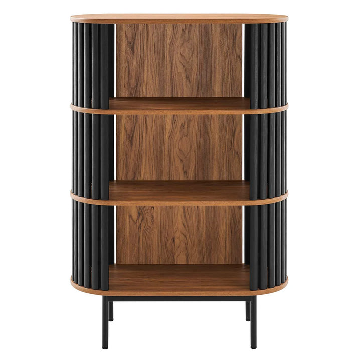 Bayla Three Tier Display Cabinet Walnut Black