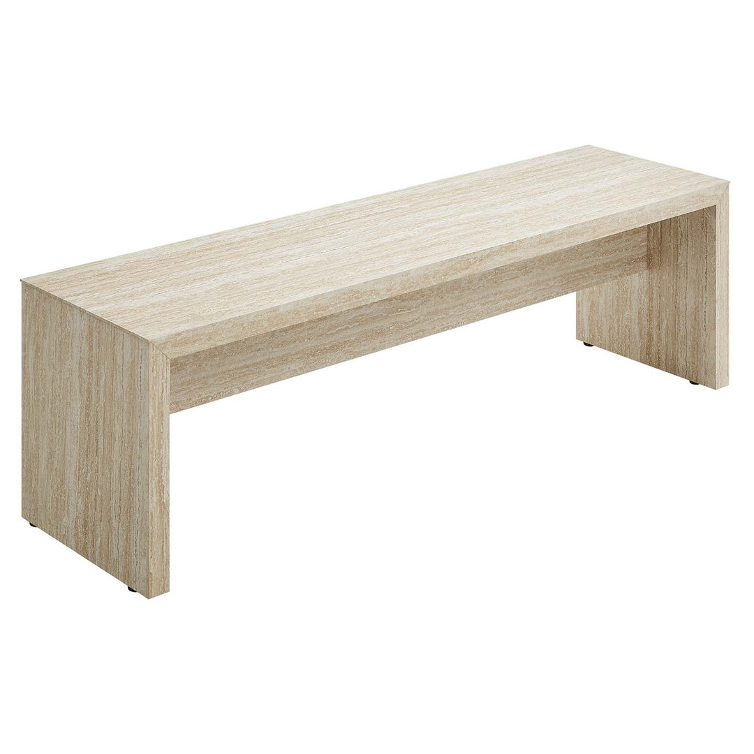 Cerar 62" Faux Travertine Long Bench