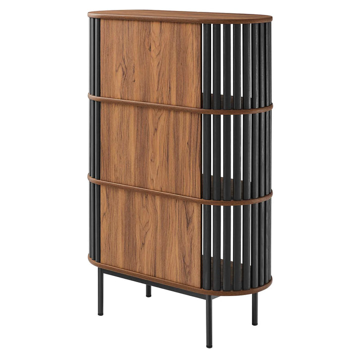 Bayla Three Tier Display Cabinet Walnut Black