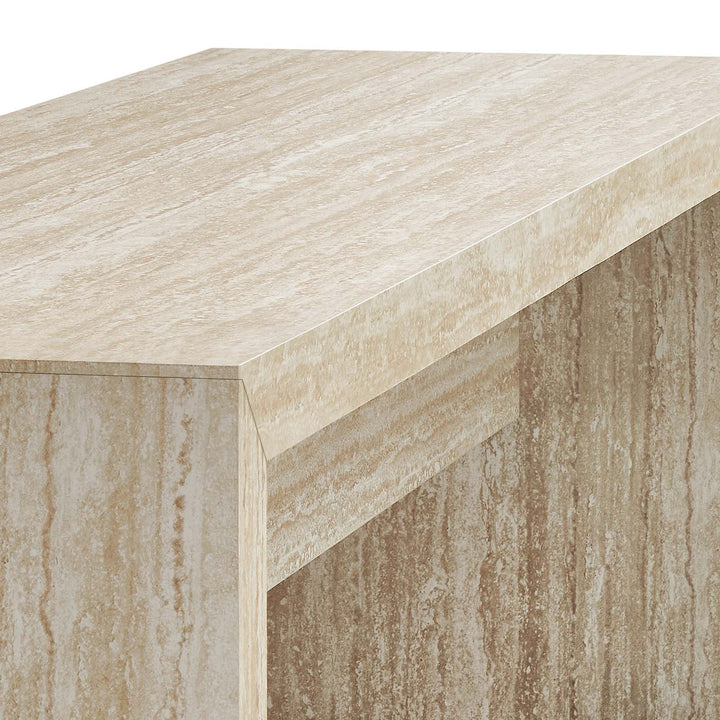 Cerar 62" Faux Travertine Long Bench