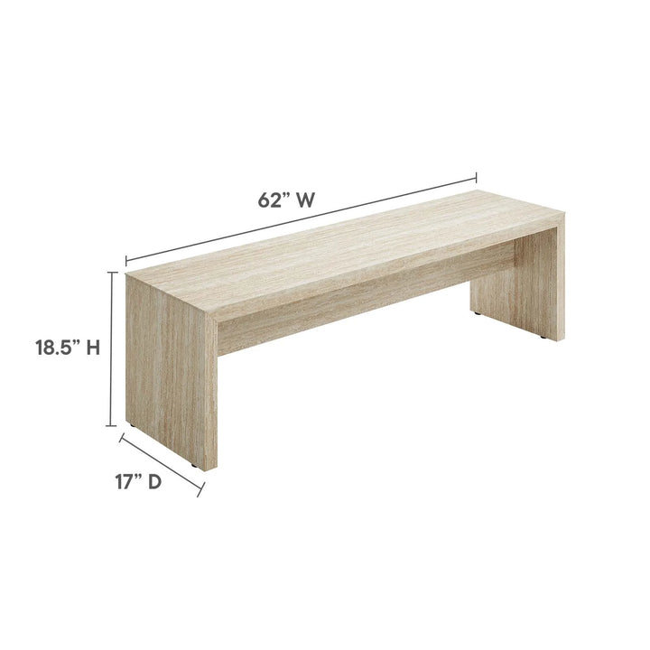 Cerar 62" Faux Travertine Long Bench