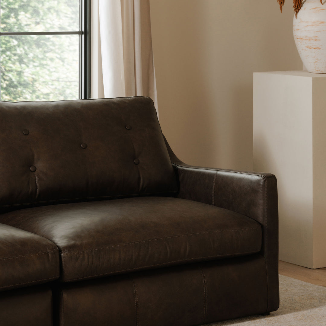 Modern Sloped Arm Luxury Leather Lounge Chair