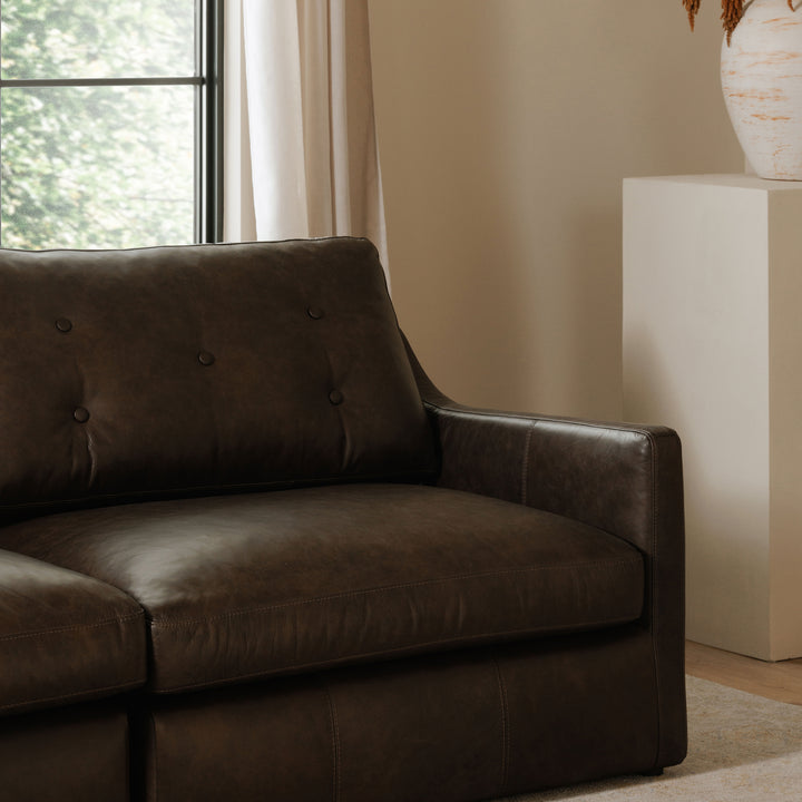 Modern Sloped Arm Luxury Leather Lounge Chair