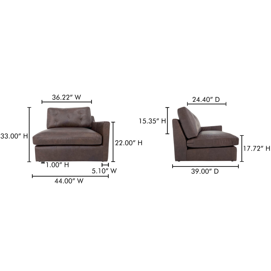Modern Sloped Arm Luxury Leather Lounge Chair