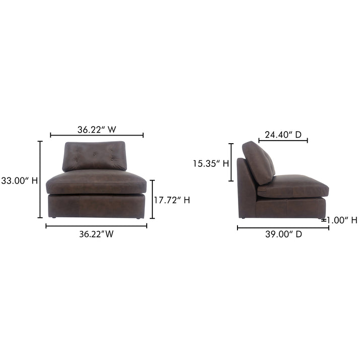 Crafted Leather Tufted Modular Lounge Chair