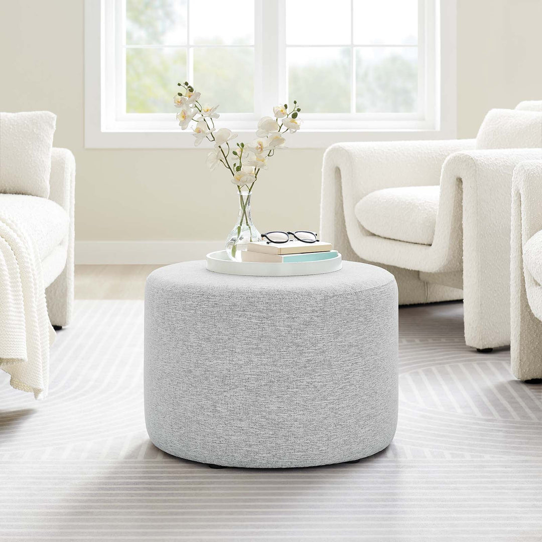 Jake 23" Round Upholstered Ottoman - Gray