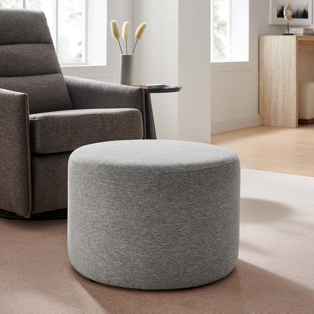 Jake 23" Round Upholstered Ottoman - Gray