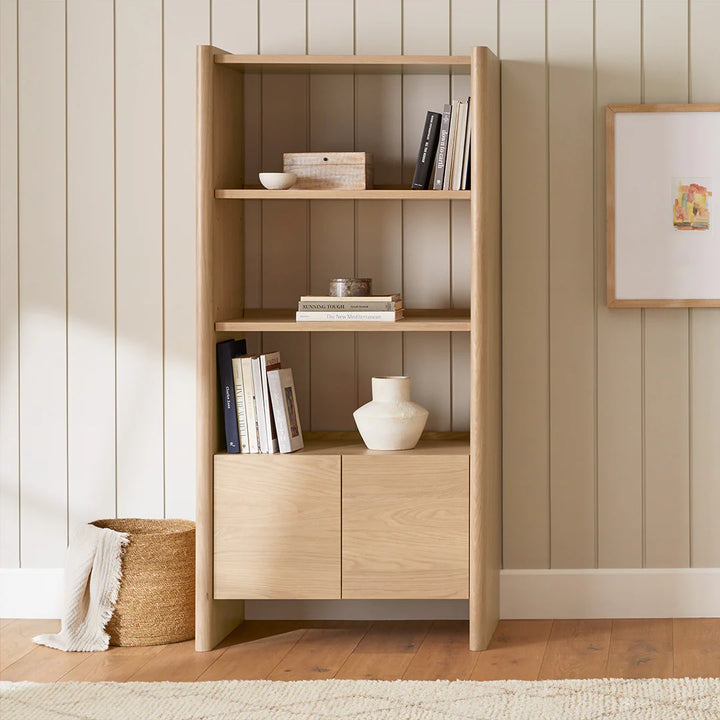 Torme White Oak Tall Bookcase