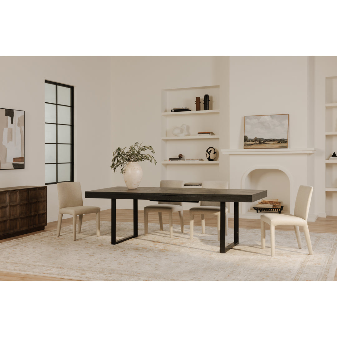 Sleek Squared Dining Duo: Comfortable Upholstered Chairs