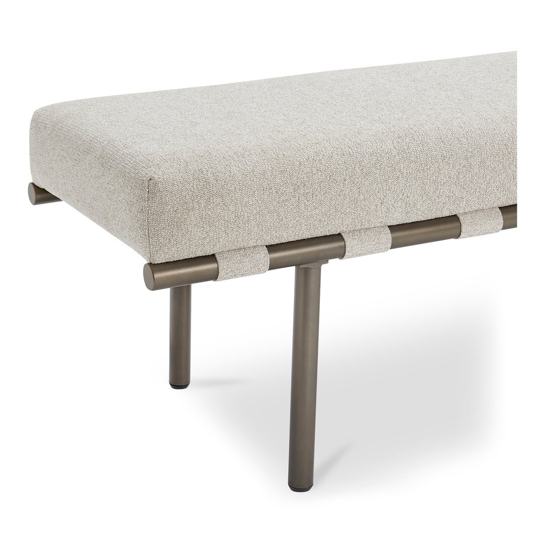 Graceful Blackened Bronze Dining Bench with Performance Fabric Seating