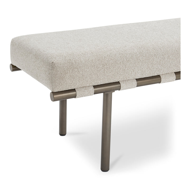 Graceful Blackened Bronze Dining Bench with Performance Fabric Seating