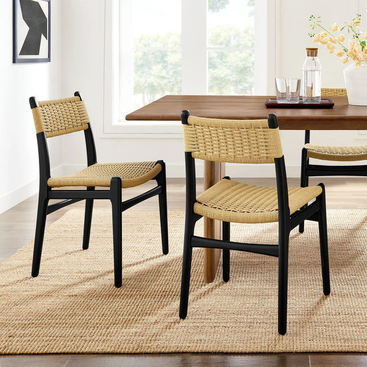 Sumna Black & Natural Dining Side Chairs - Set of 2