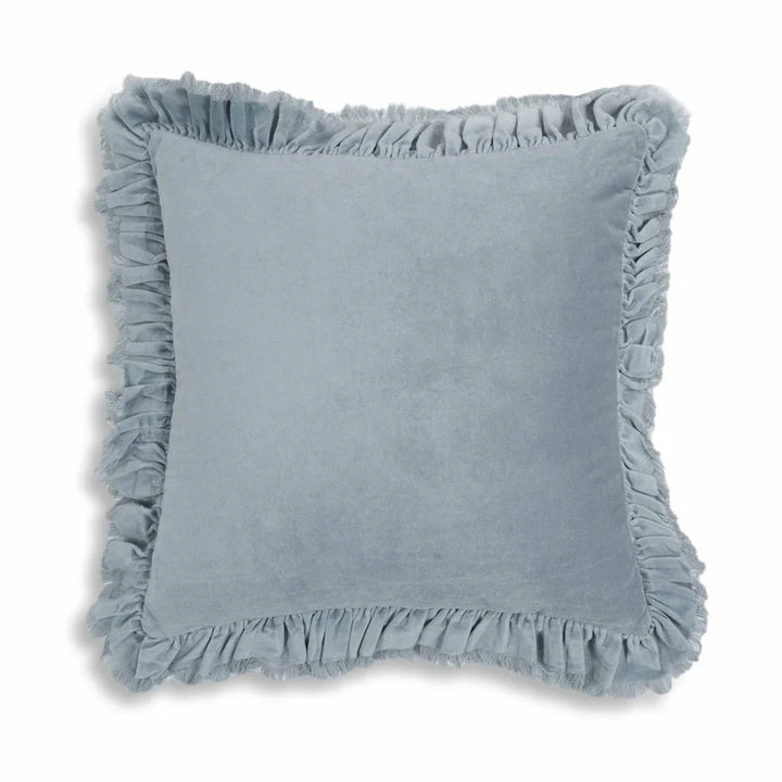 Arina Distressed Blue Velvet Pillow - 20" x 20"