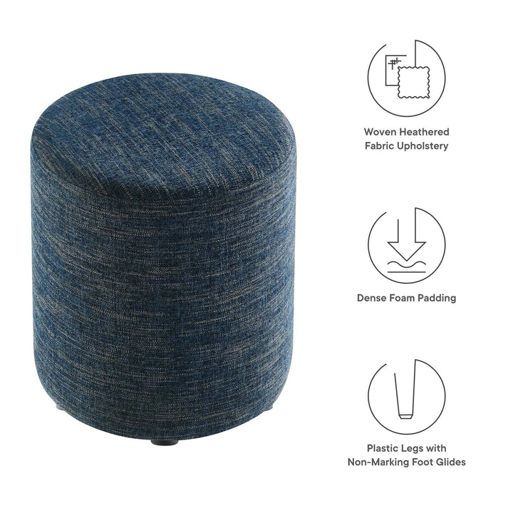 Jake 16" Round Upholstered Ottoman - Azure