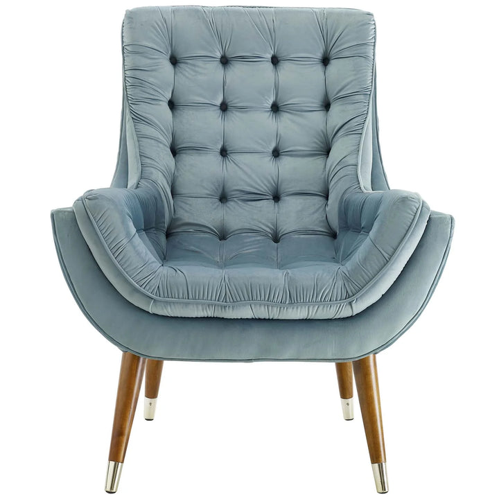 Sutton Velvet Lounge Chair Light Blue