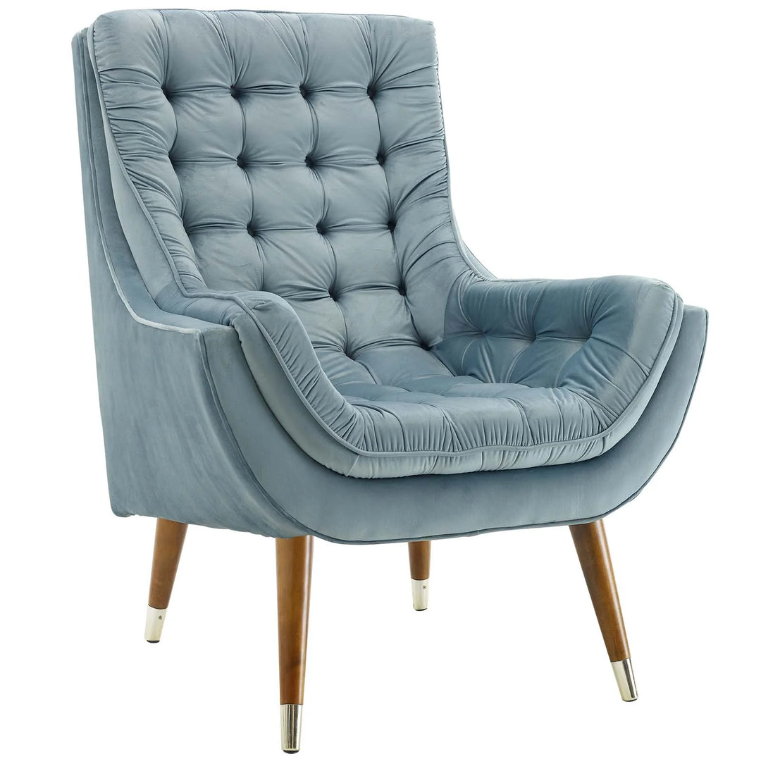 Sutton Velvet Lounge Chair Light Blue