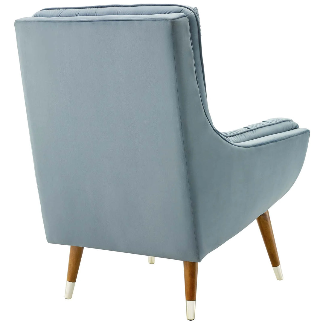 Sutton Velvet Lounge Chair Light Blue