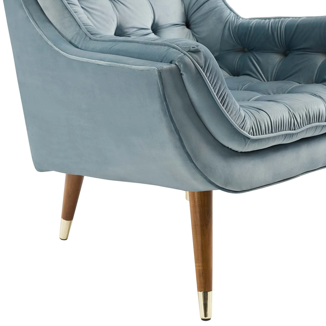 Sutton Velvet Lounge Chair Light Blue