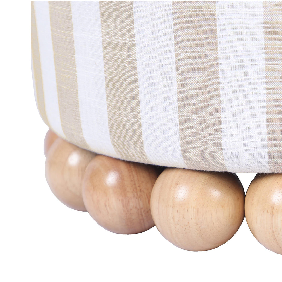 Bell Beige Striped Ottoman