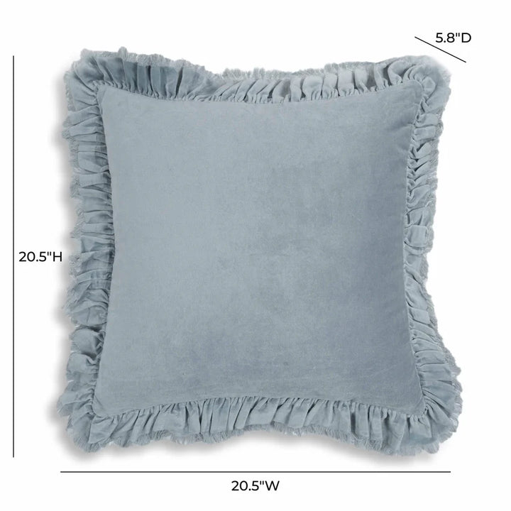 Arina Distressed Blue Velvet Pillow - 20" x 20"