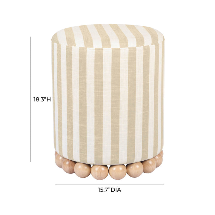 Bell Beige Striped Ottoman