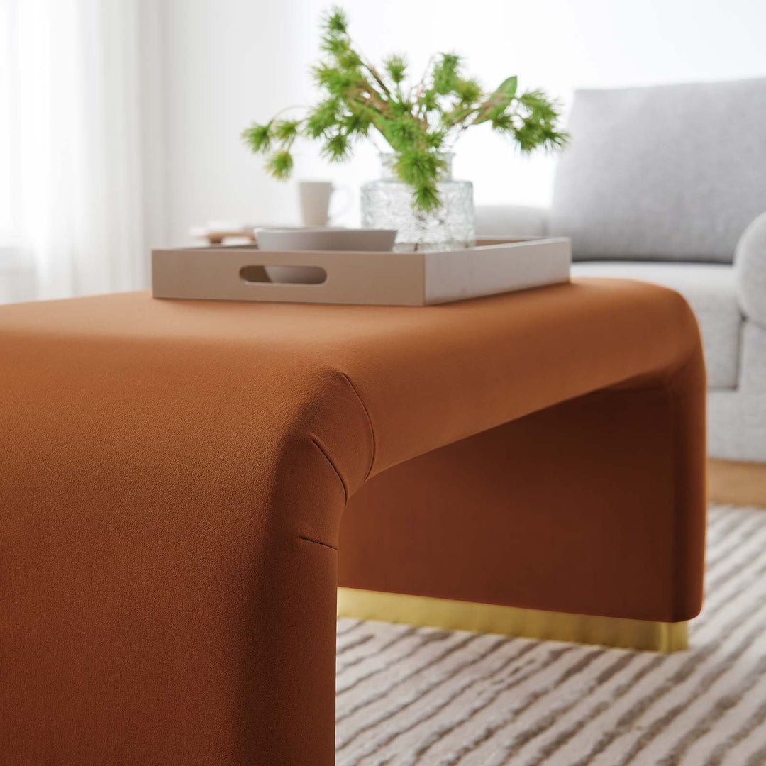 Dell Performance Velvet Waterfall Ottoman - Brass Rust